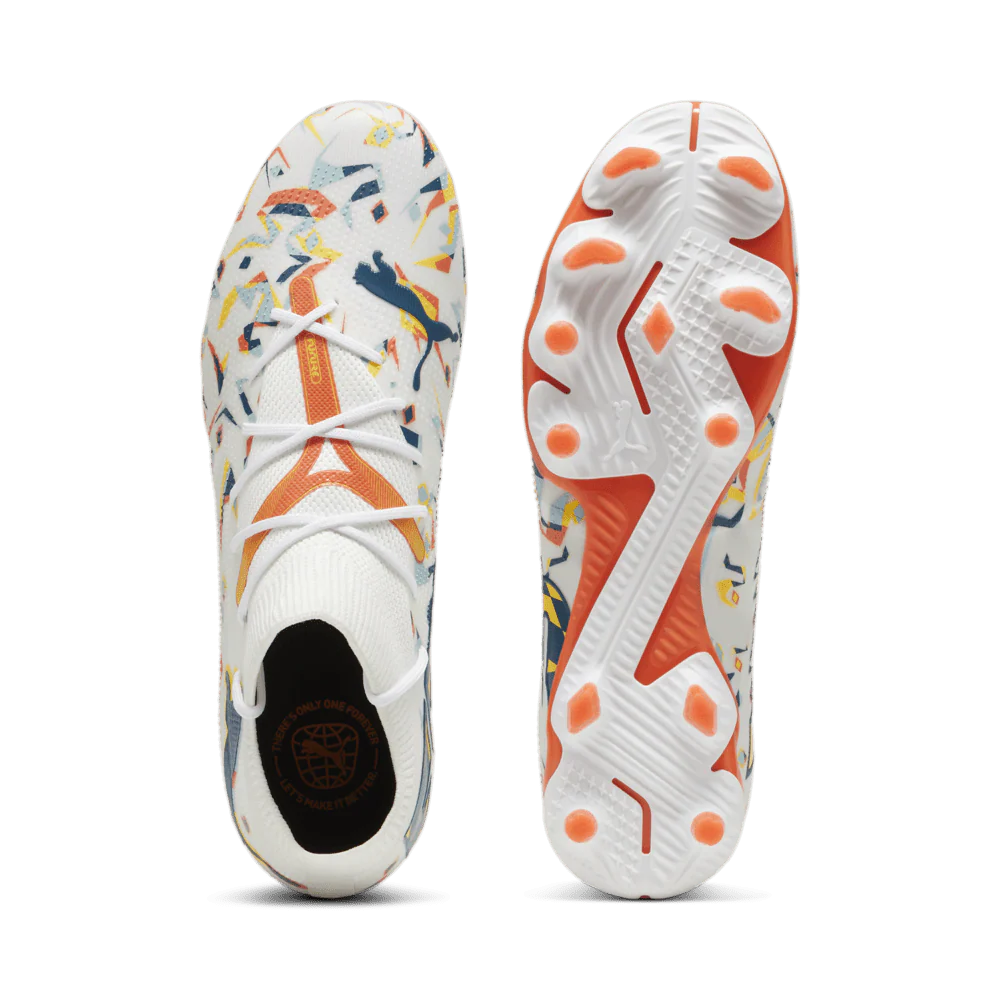 PUMA Future 7 Match Creativity FG AG Multi Ground Soccer Cleats White Ocean Tropic Turquoise Surf Hot Heat Sun Stream
