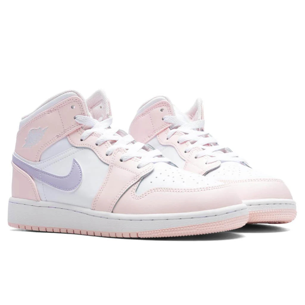 Air Jordan 1 Mid GS Pink Wash Violet Frost White