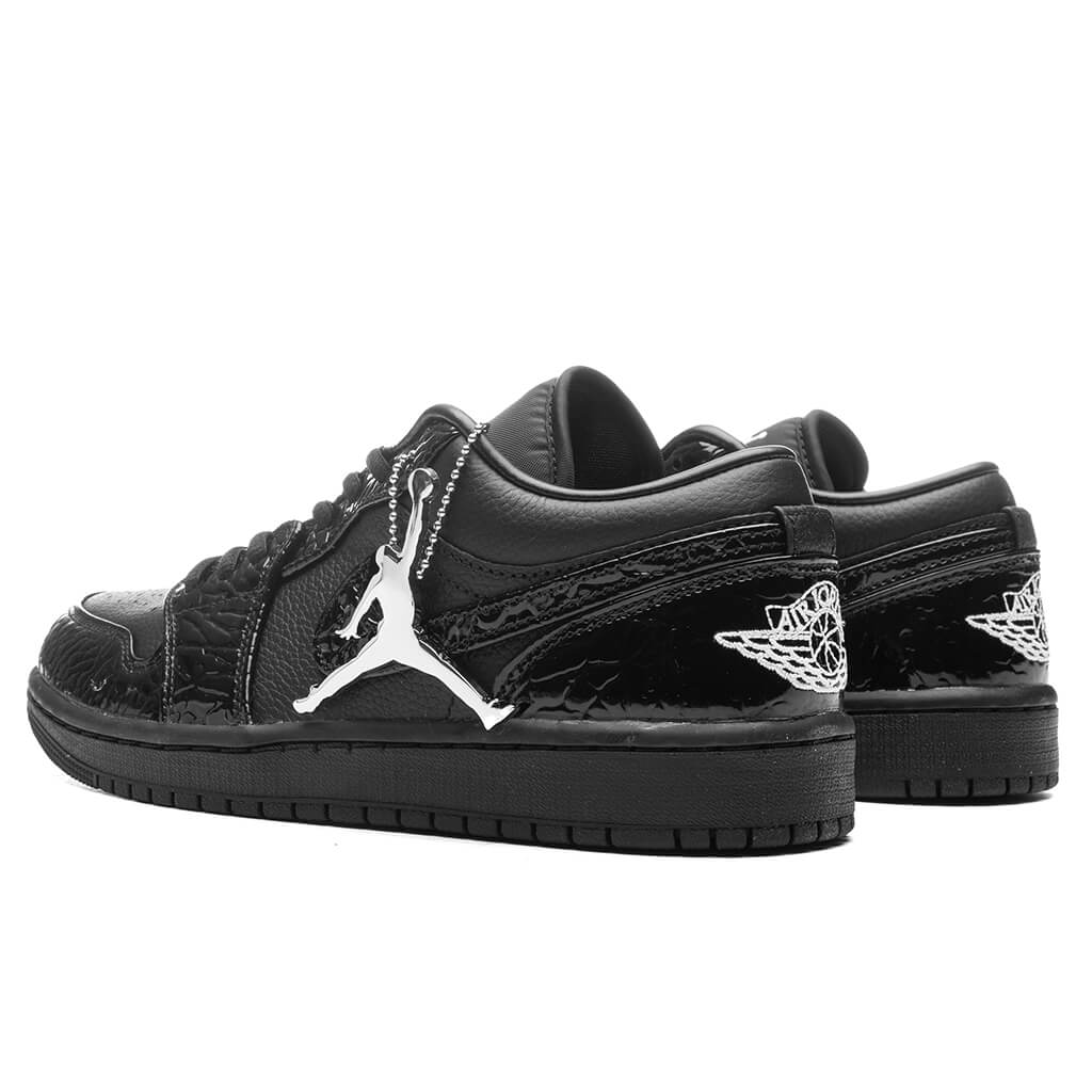 Womens Air Jordan 1 Low SE Black Black White Metallic Silver