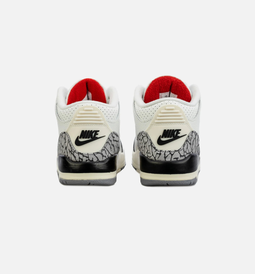 Air Jordan 3 Retro White Cement Reimagined Preschool Lifestyle Shoe White Grey