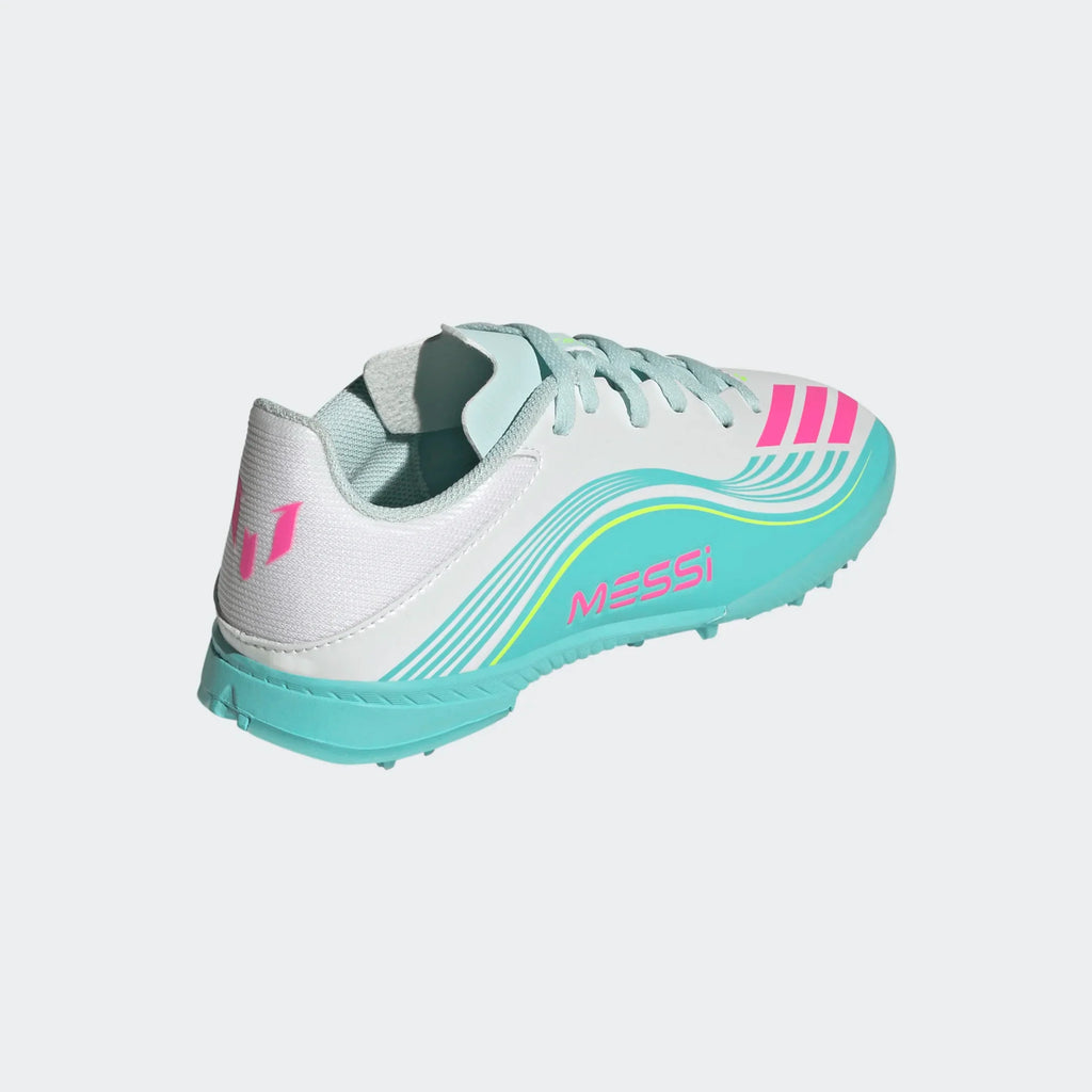 adidas F50 Messi League TF Turf Youth Soccer Cleats White Pink Aqua