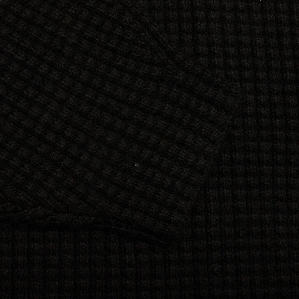 Heavy Waffle Cardigan Black