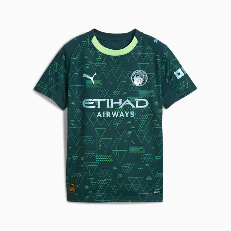 PUMA Manchester City 4th Youth Soccer Jersey 26 Green Terrain