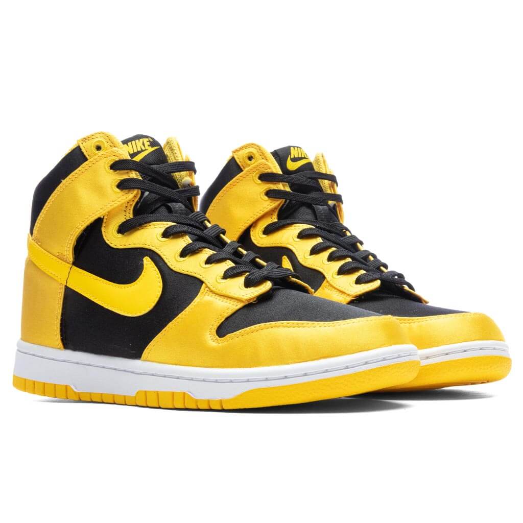 Womens Dunk High Golden Rod Satin Black Varsity Maize White
