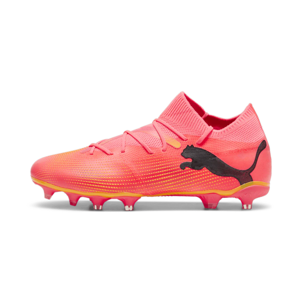 PUMA Future 7 Match FG AG Multi Ground Soccer Cleats Sunset Glow Black Sun Stream