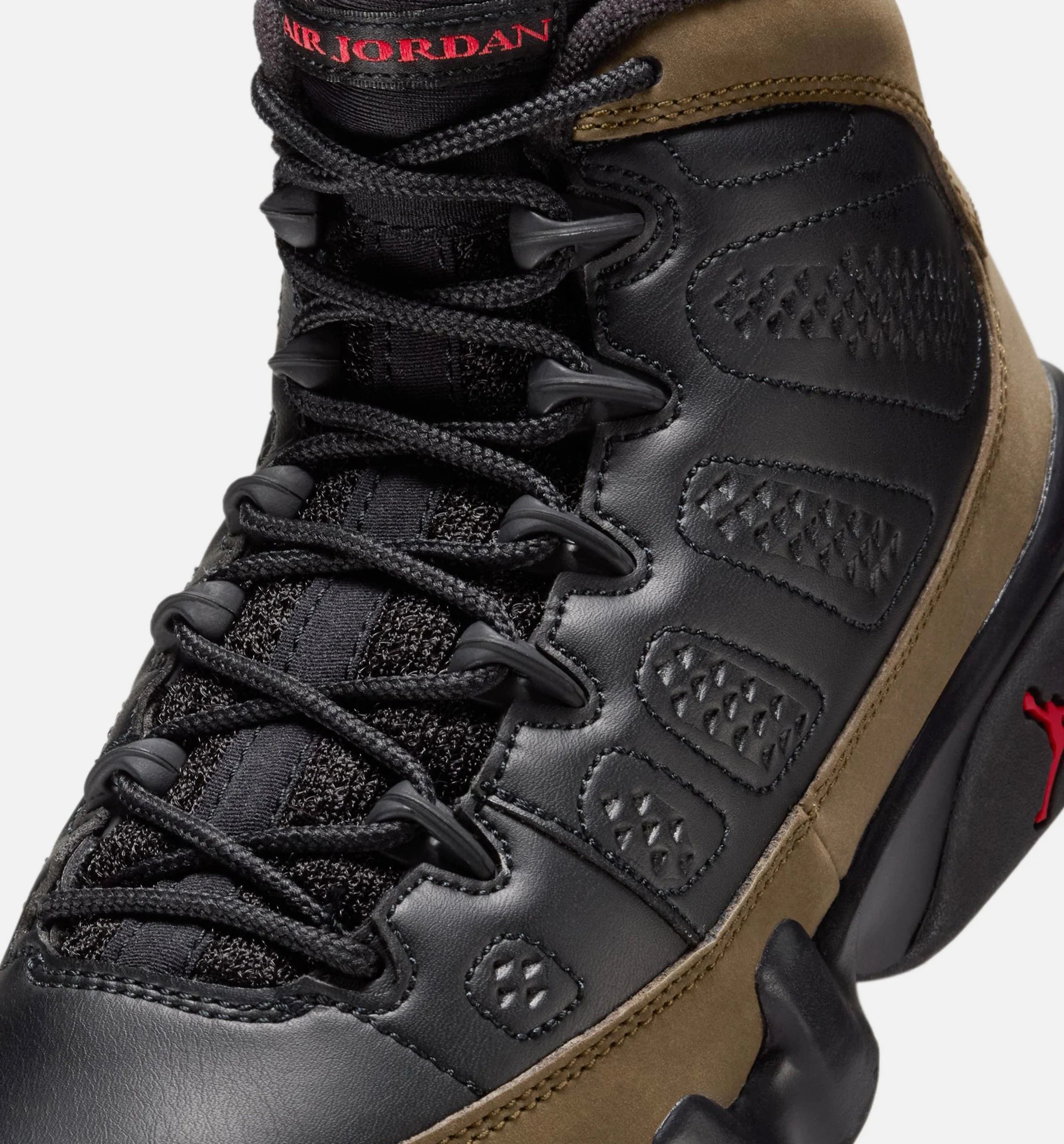 Air Jordan 9 Retro Olive Grade School Lifestyle Shoe Black True Red Light Olive