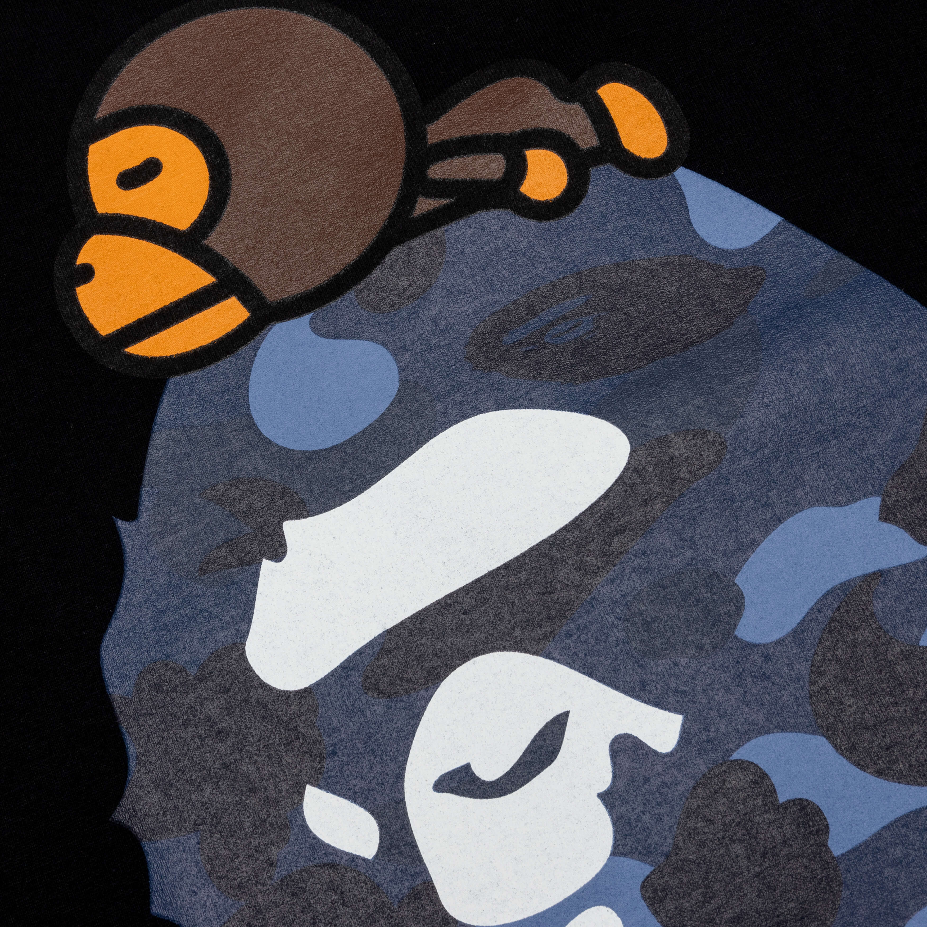Color Camo Milo on Big Ape Tee Black Navy