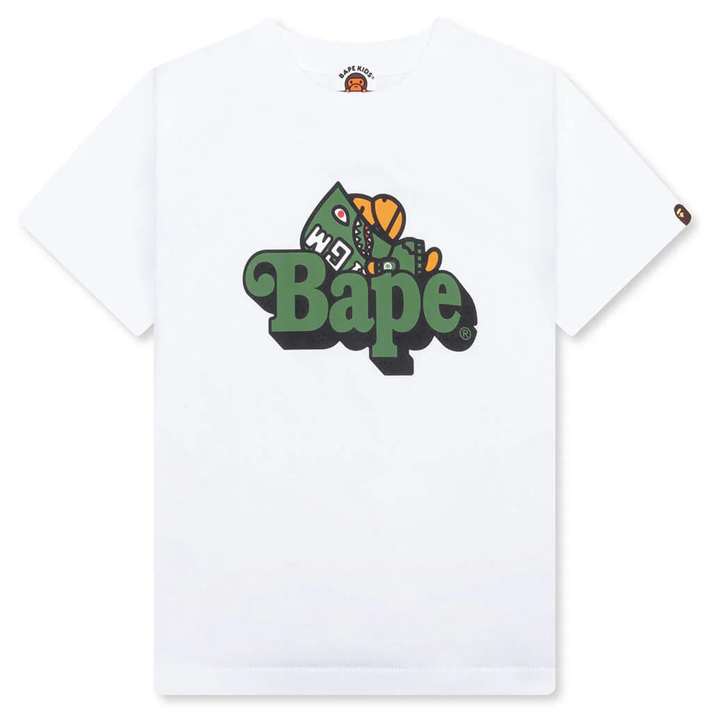 Kids Shark Milo on Bape Tee White Green