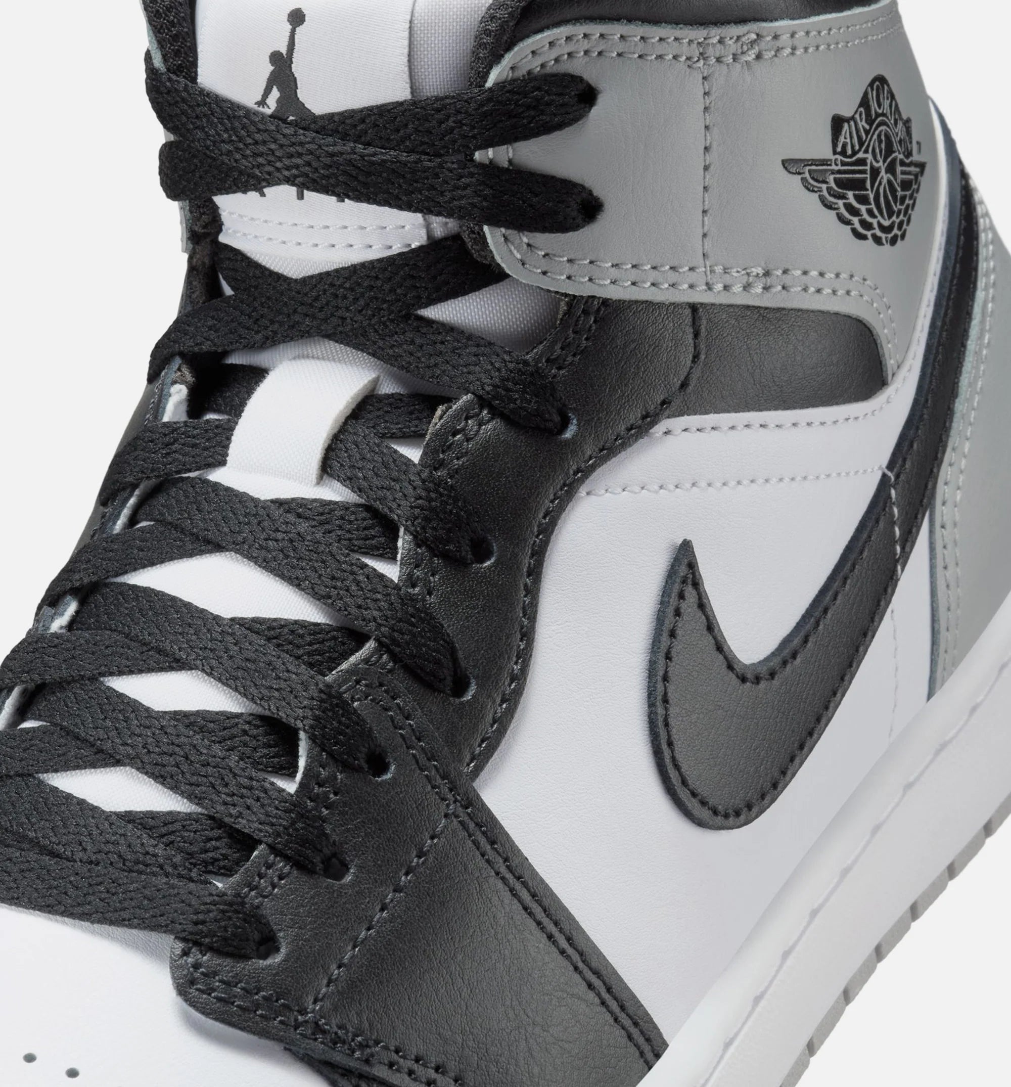 Air Jordan 1 Mid Mens Lifestyle Shoe White Black Light Smoke Grey