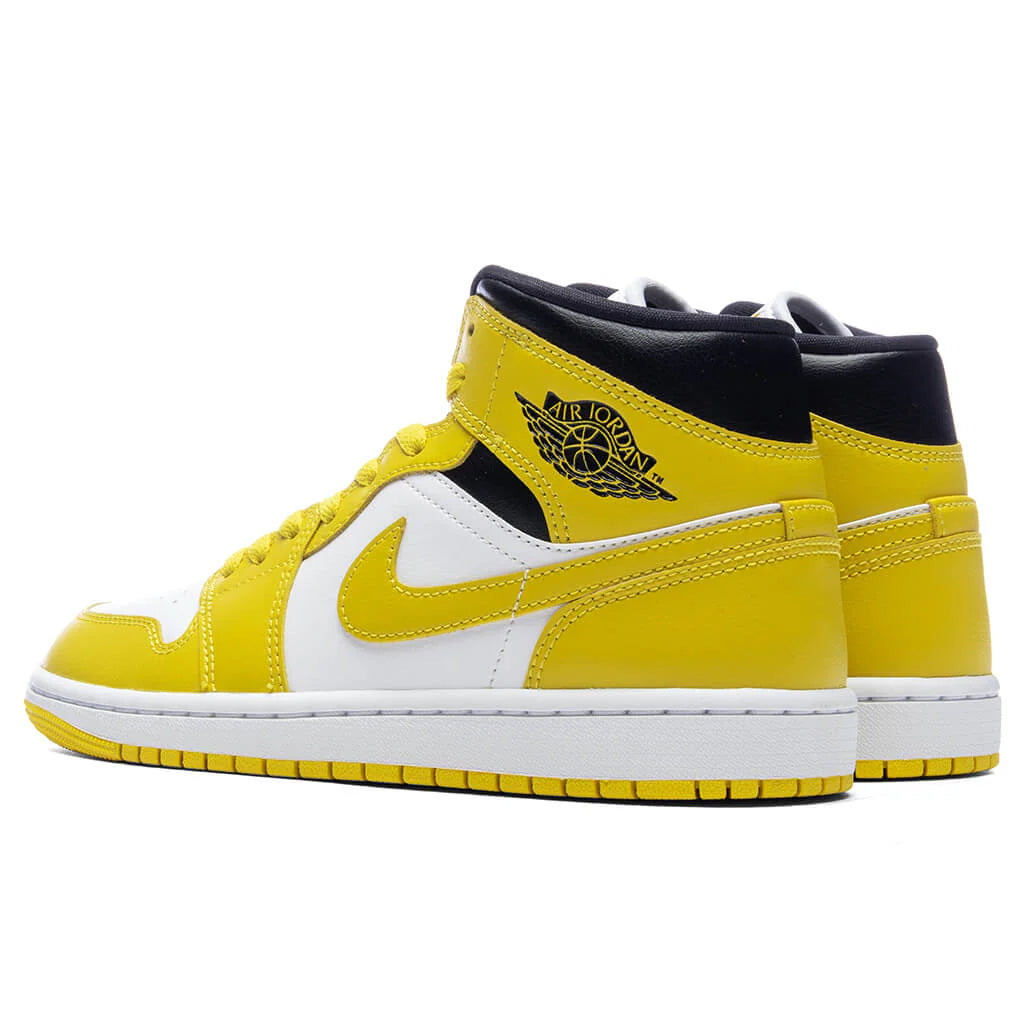 Womens Air Jordan 1 Mid White Vivid Sulfur Black