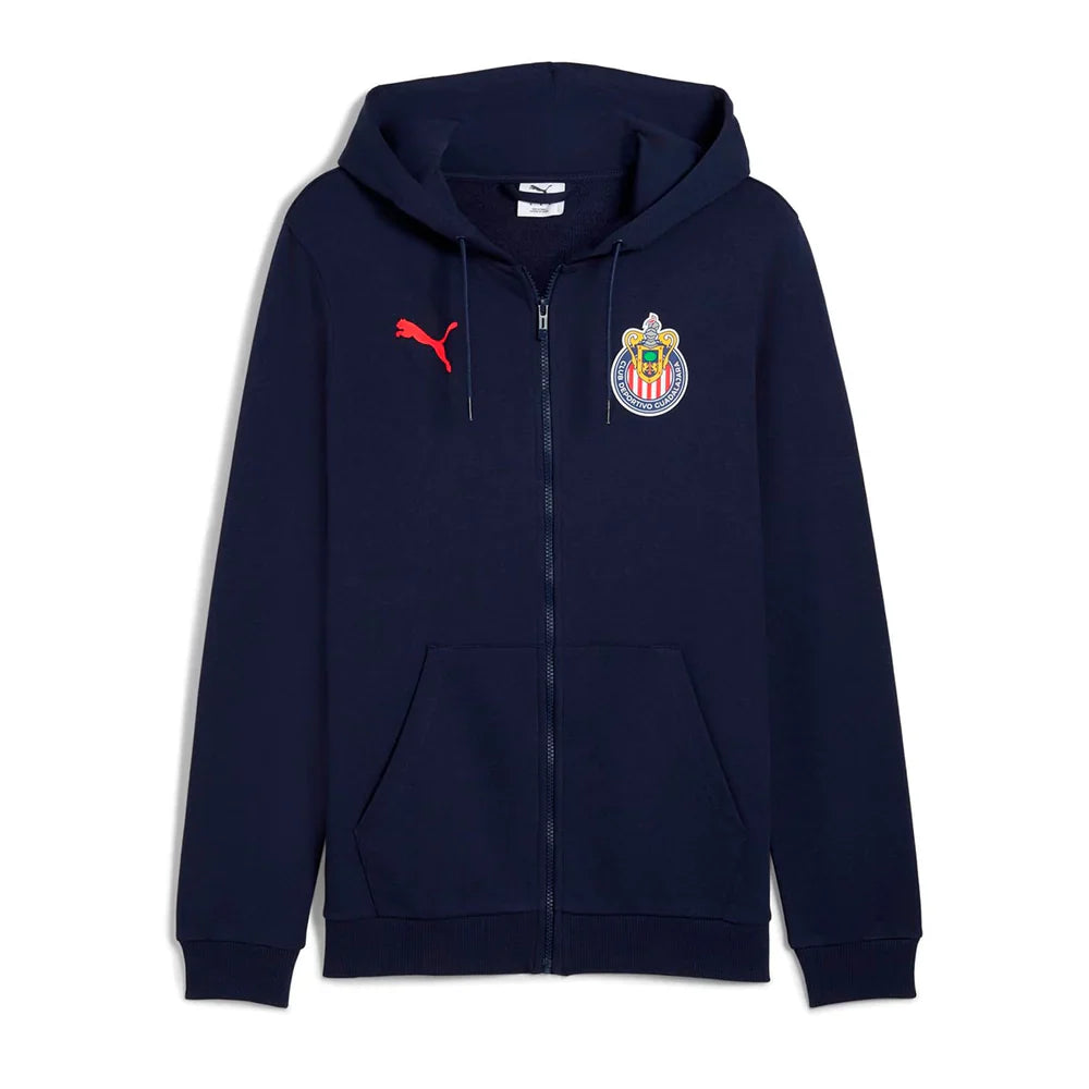 PUMA Chivas Ftbl Culture Hooded Sweat Mens Soccer Jacket Navy Red