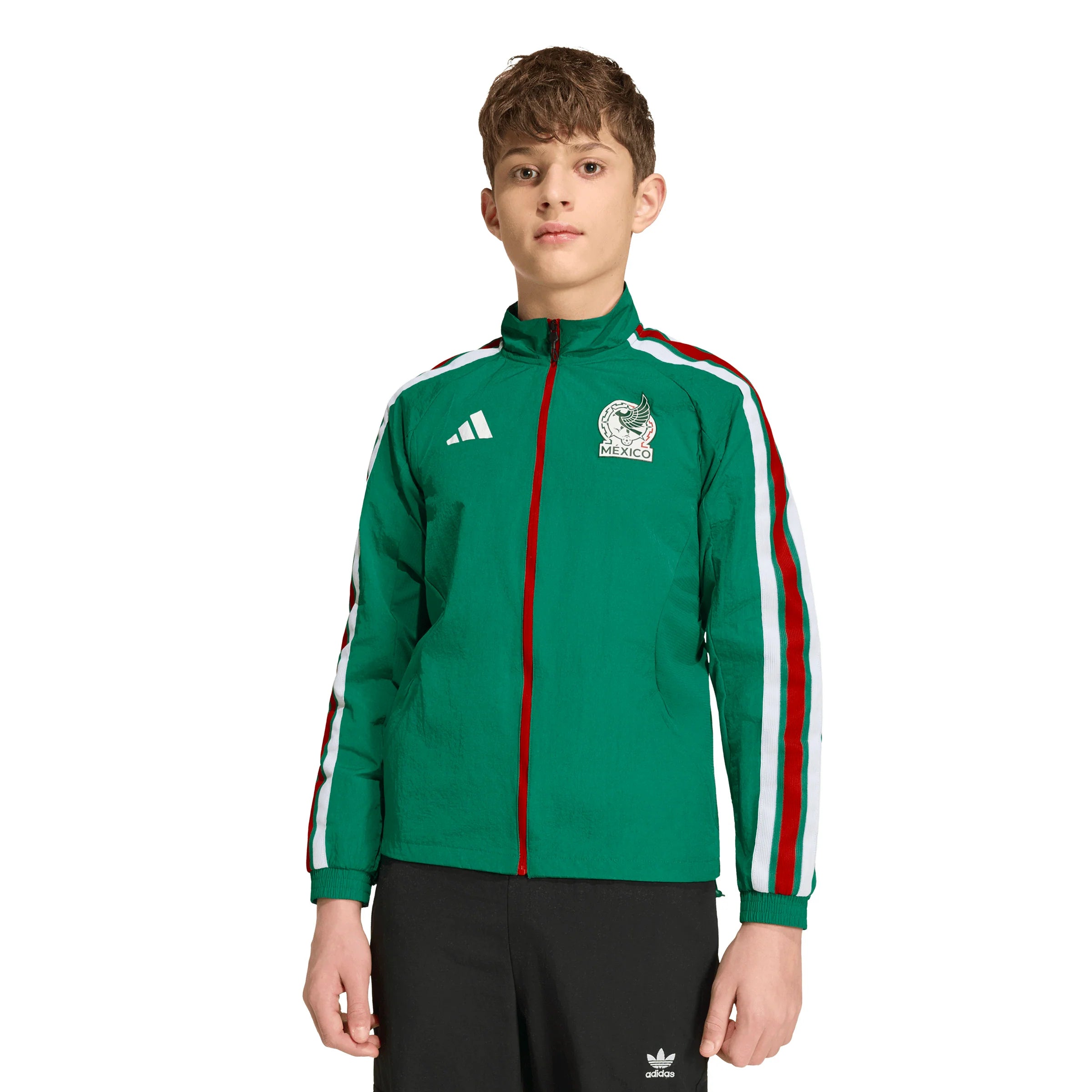 adidas Mexico Home Anthem Youth Soccer Jacket Green White