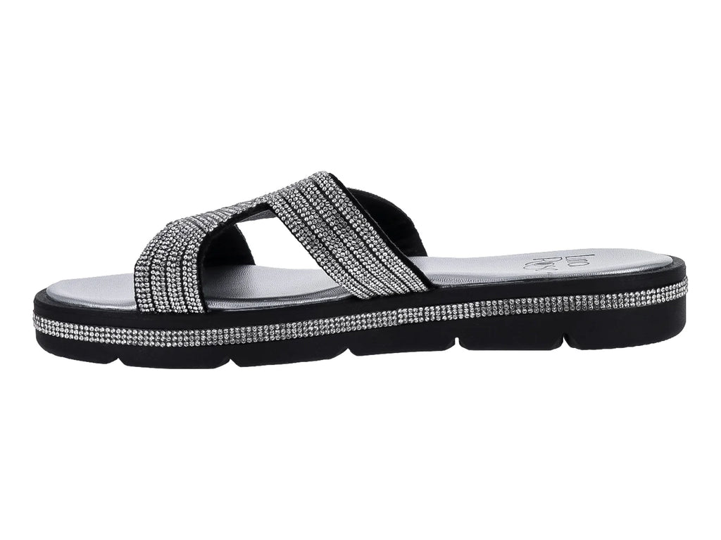 Sandalias Casuales Luna Rosa Negro Plata para Mujer