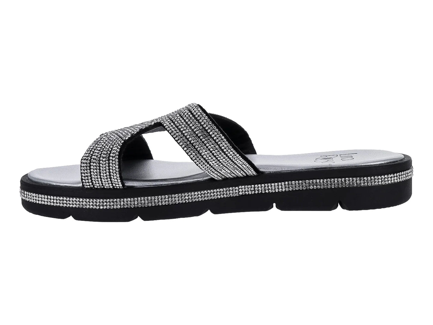 Sandalias Casuales Luna Rosa Negro Plata para Mujer