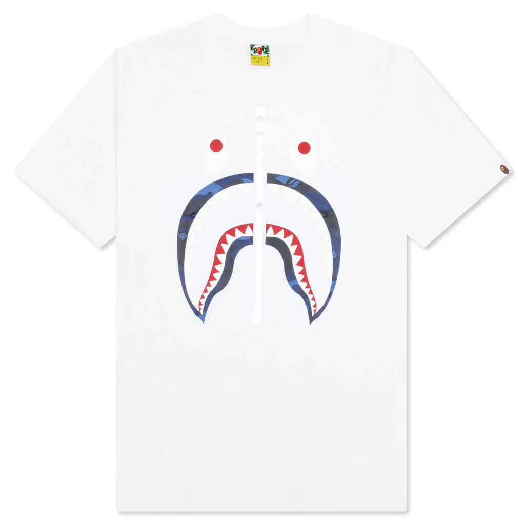 Color Camo Shark Tee White Navy