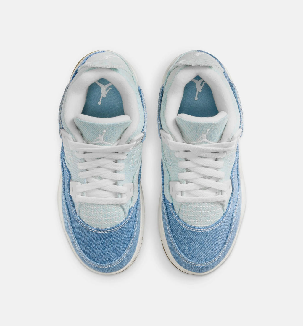 Air Jordan 4 Retro Worn Blue Preschool Lifestyle Shoe Sail Worn Blue Metallic Gold