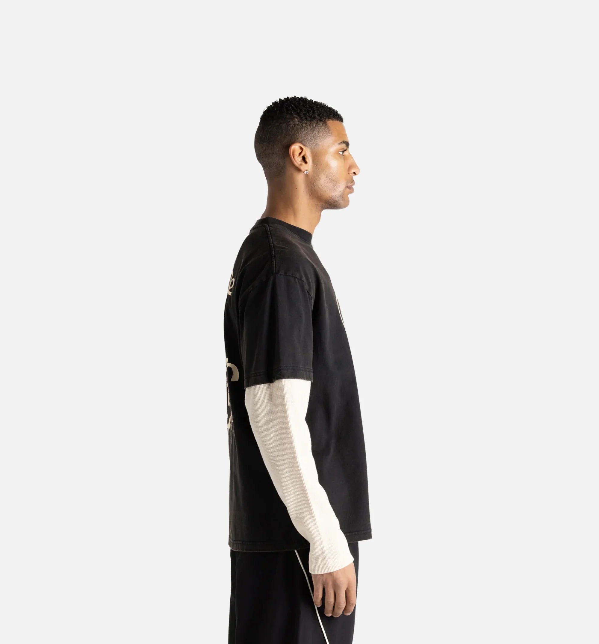 Just Be Mens Long Sleeve Shirt Black White