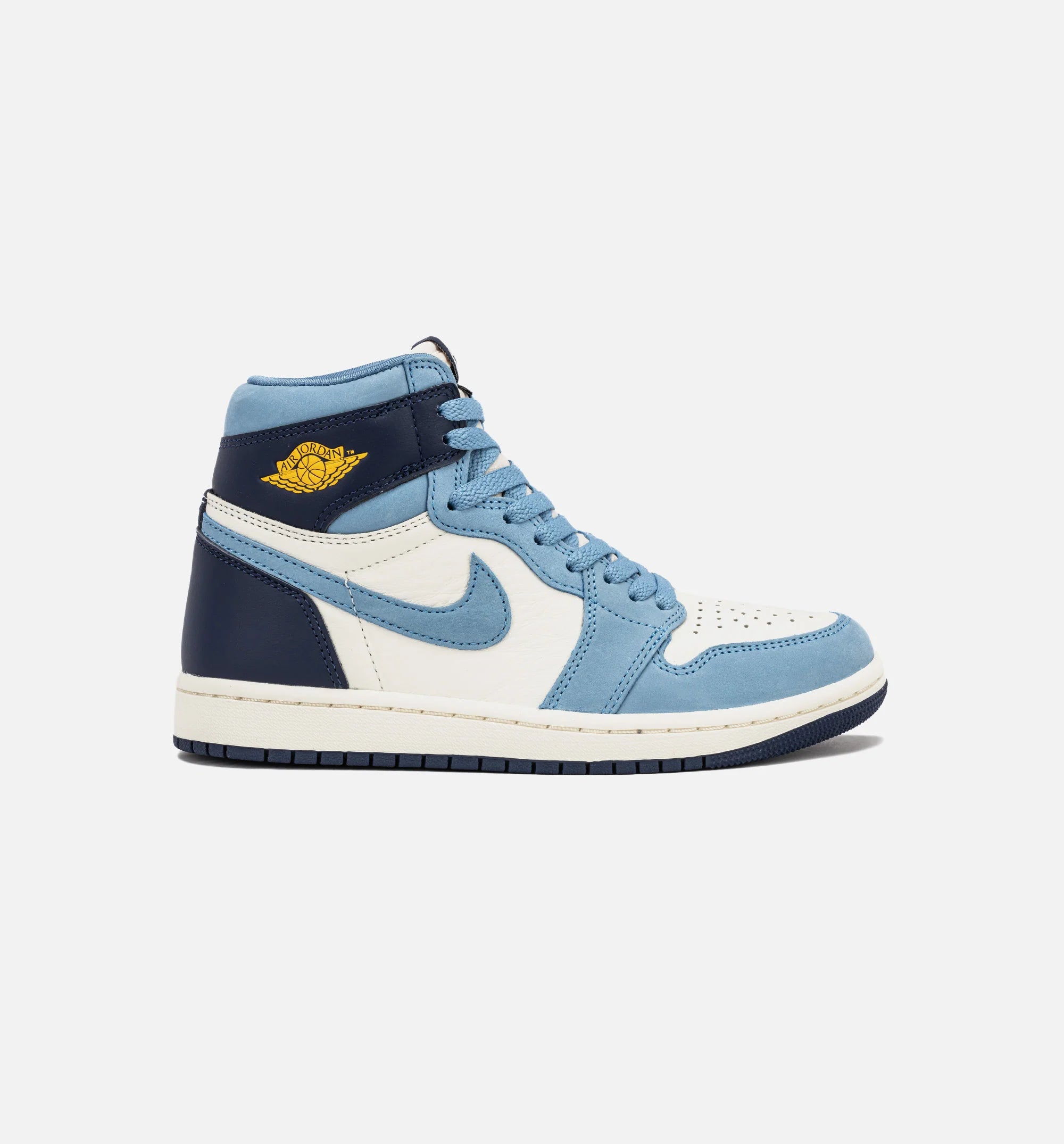 Air Jordan 1 Retro High OG White and Gold Womens Lifestyle Shoe Blue Gold