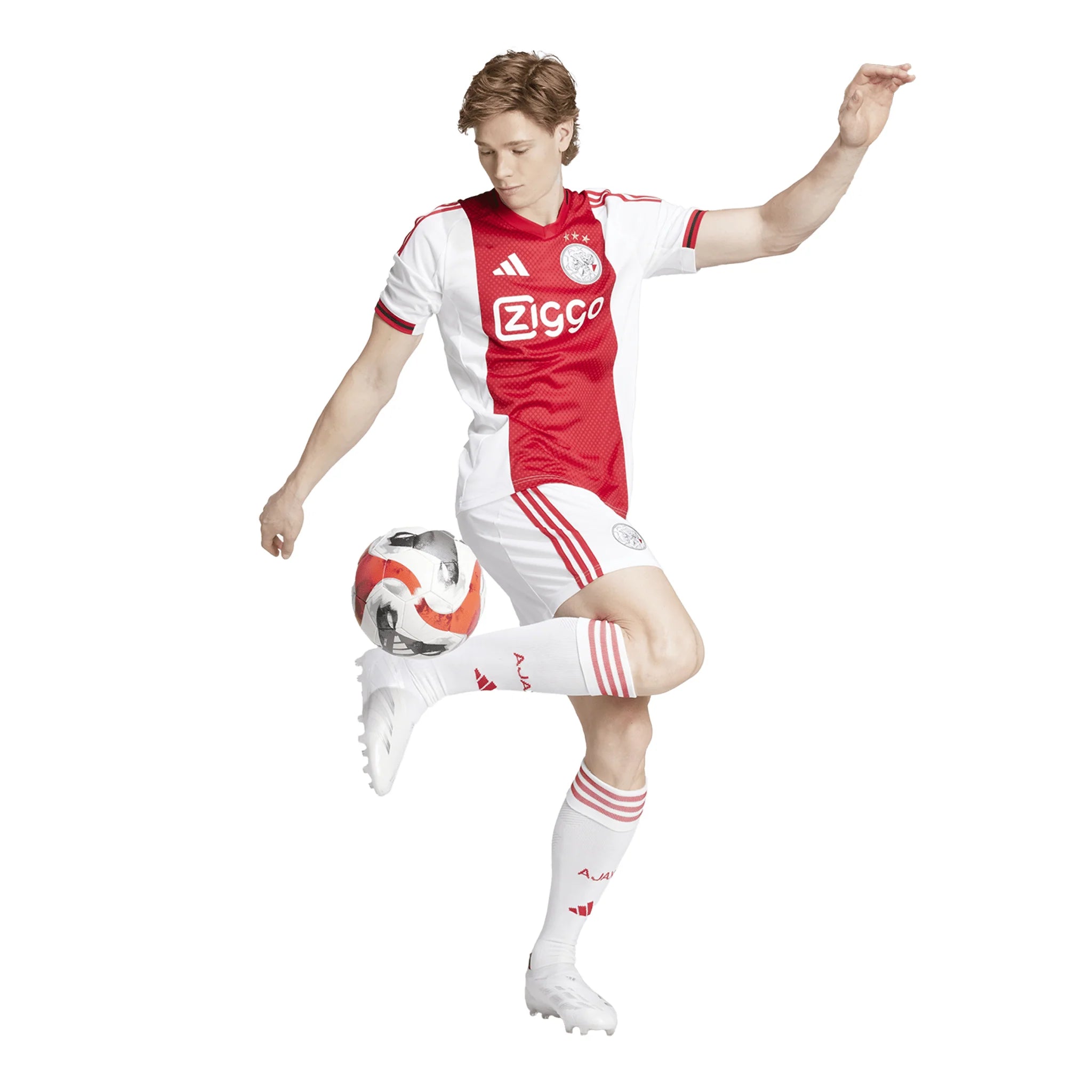 adidas Mens Ajax Amsterdam Home Jersey 25 26 White Red