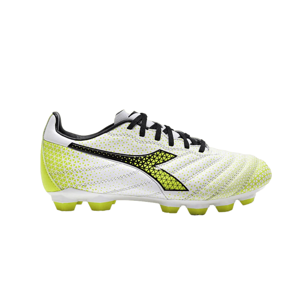 Diadora Brasil Elite GR LT LPU Youth Firm Ground Boots White Black Yellow
