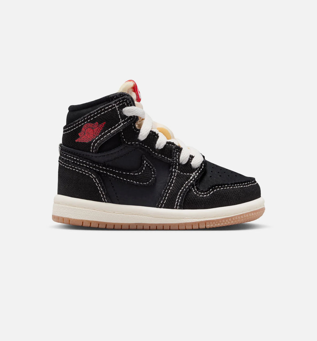 Air Jordan 1 Retro High OG Flight Club Infant Toddler Lifestyle Shoe Black Sail Gum Medium Brown University Red