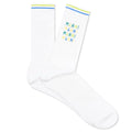 White Ribbed Cotton Socks With Multicoloured Logos Lily White