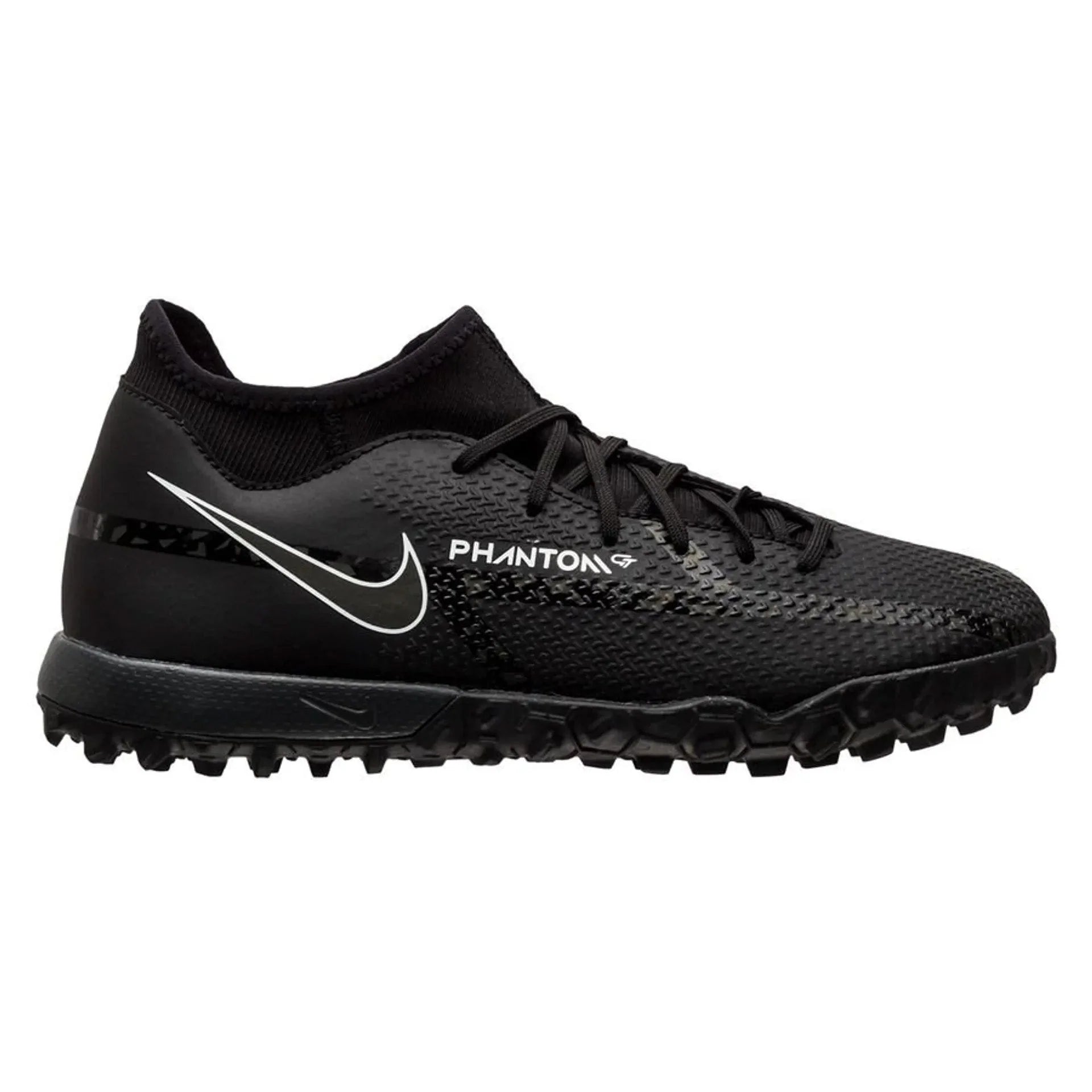 Nike Phantom GT2 Academy DF TF Turf Soccer Cleats Black Smoke Grey White