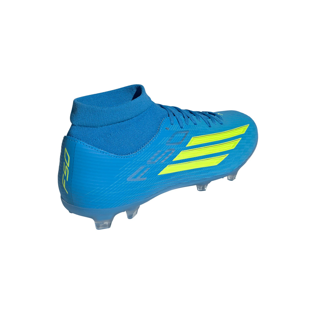 adidas F50 League Mid Cut FG MG Firm Ground Multi Ground Mens Soccer Cleats Blue Yellow Aqua