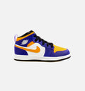 Air Jordan 1 Mid Preschool Lifestyle Shoe Purple Yellow