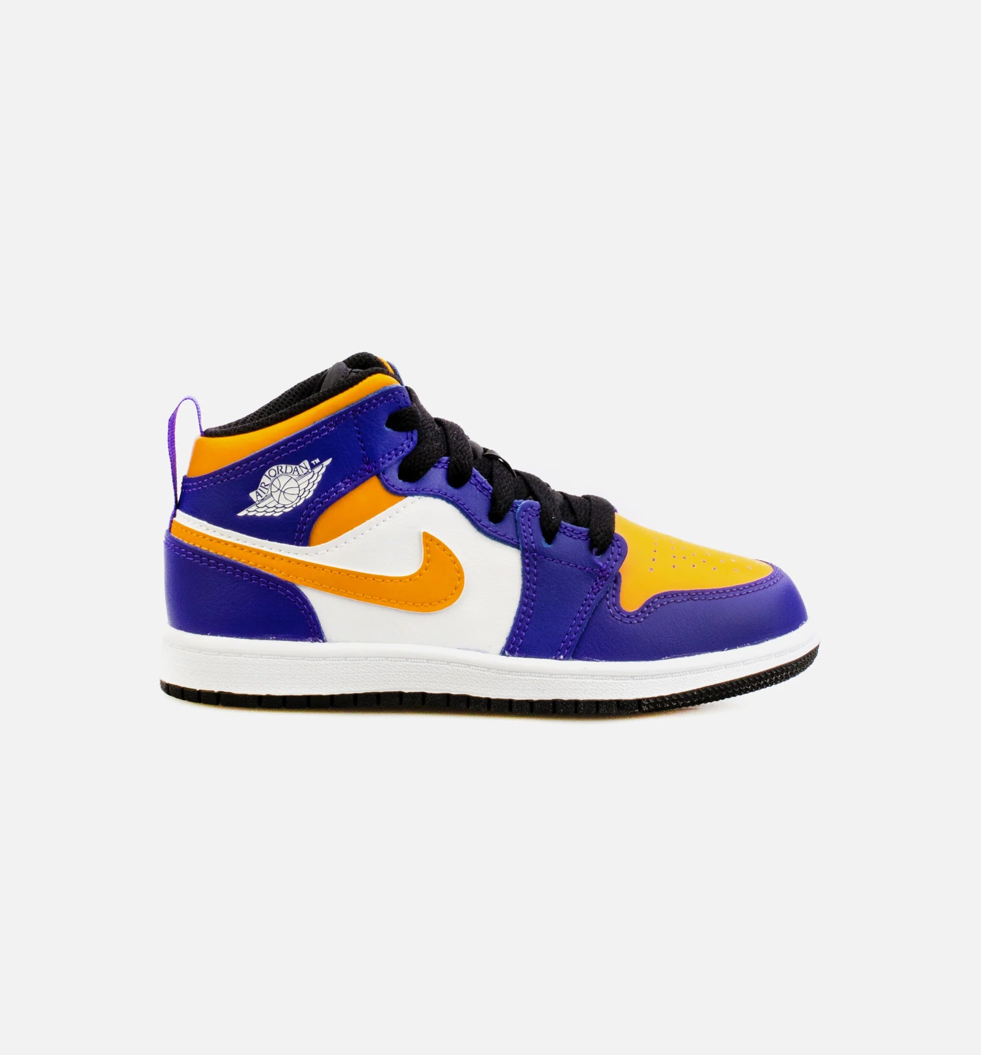 Air Jordan 1 Mid Preschool Lifestyle Shoe Purple Yellow