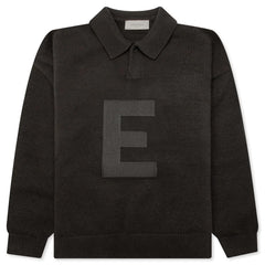 Kids Knit Polo Off Black