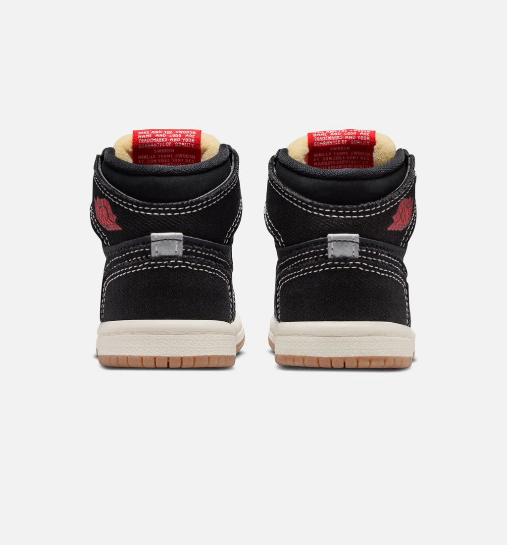 Air Jordan 1 Retro High OG Flight Club Infant Toddler Lifestyle Shoe Black Sail Gum Medium Brown University Red