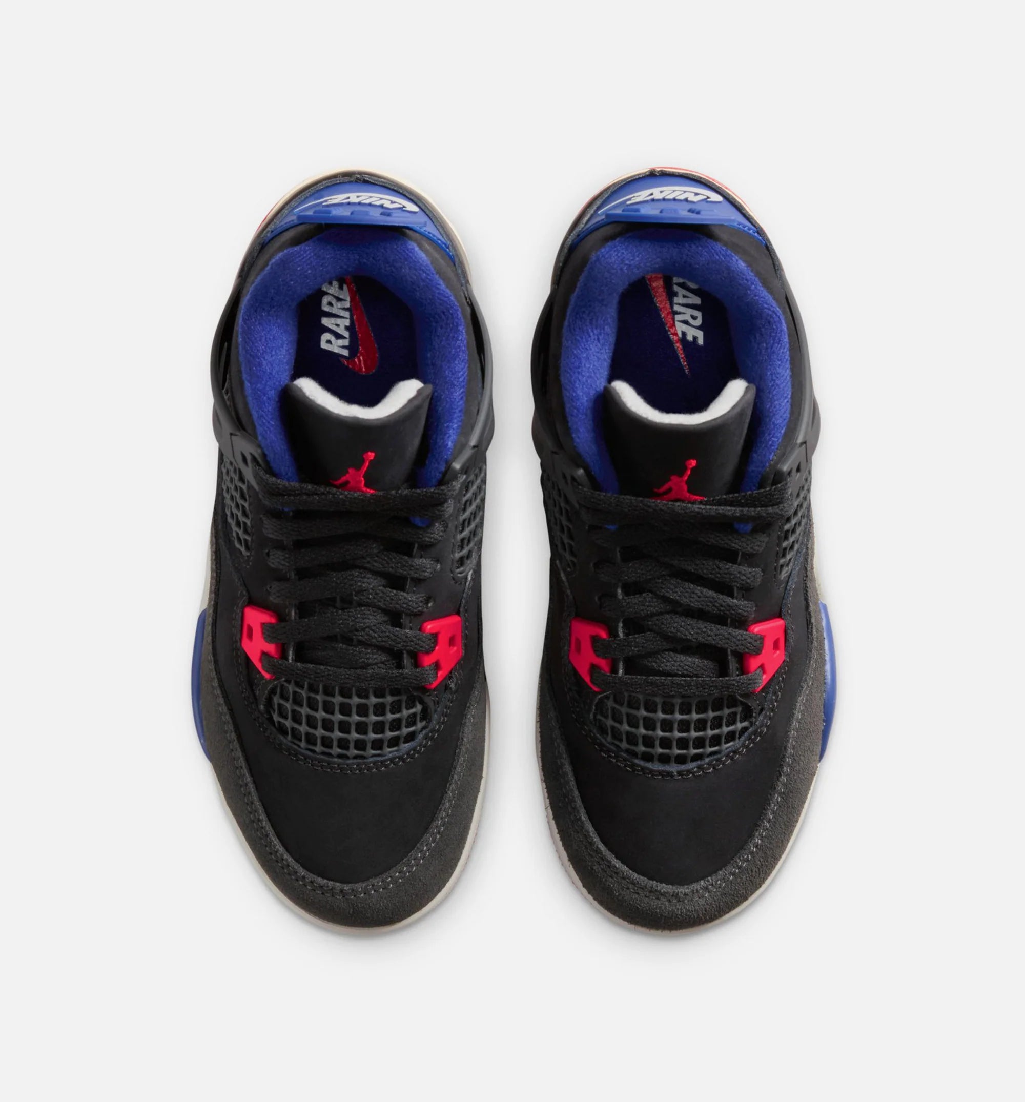 Air Jordan 4 Retro Rare Air Preschool Lifestyle Shoe Black Fire Red Deep Royal Blue