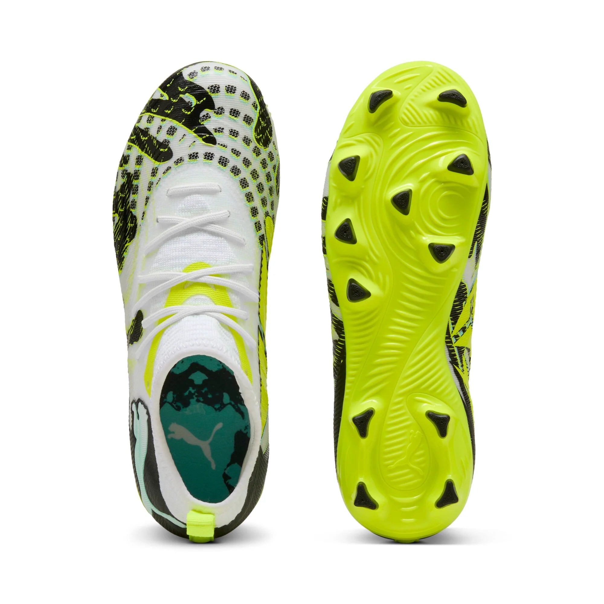 PUMA Future 9 Match Creativity FG AG Firm Ground Artificial Ground Youth Soccer Cleats Yellow White