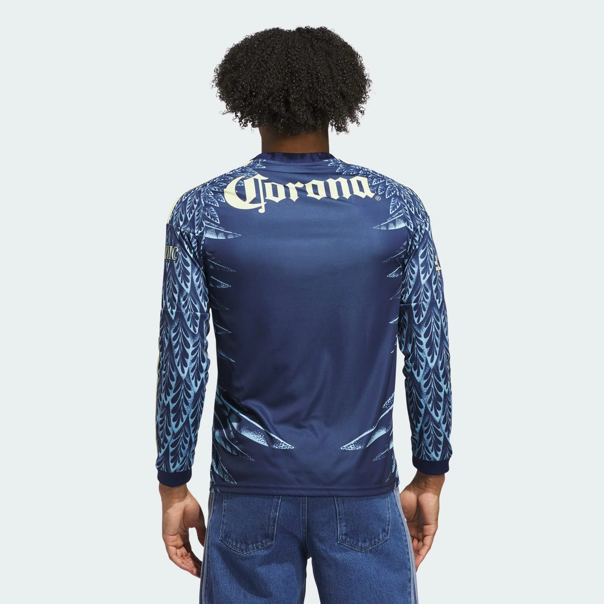 adidas Club América Long Sleeve Mens Away Soccer Jersey 25 26 Blue