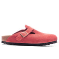 Womens Narrow Boston Suede Embossed Sienna Red