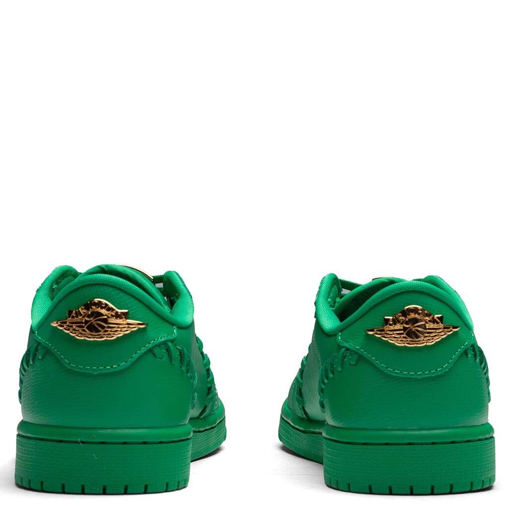 Womens Jordan 1 Low Method of Make Lucky Green Metallic Gold