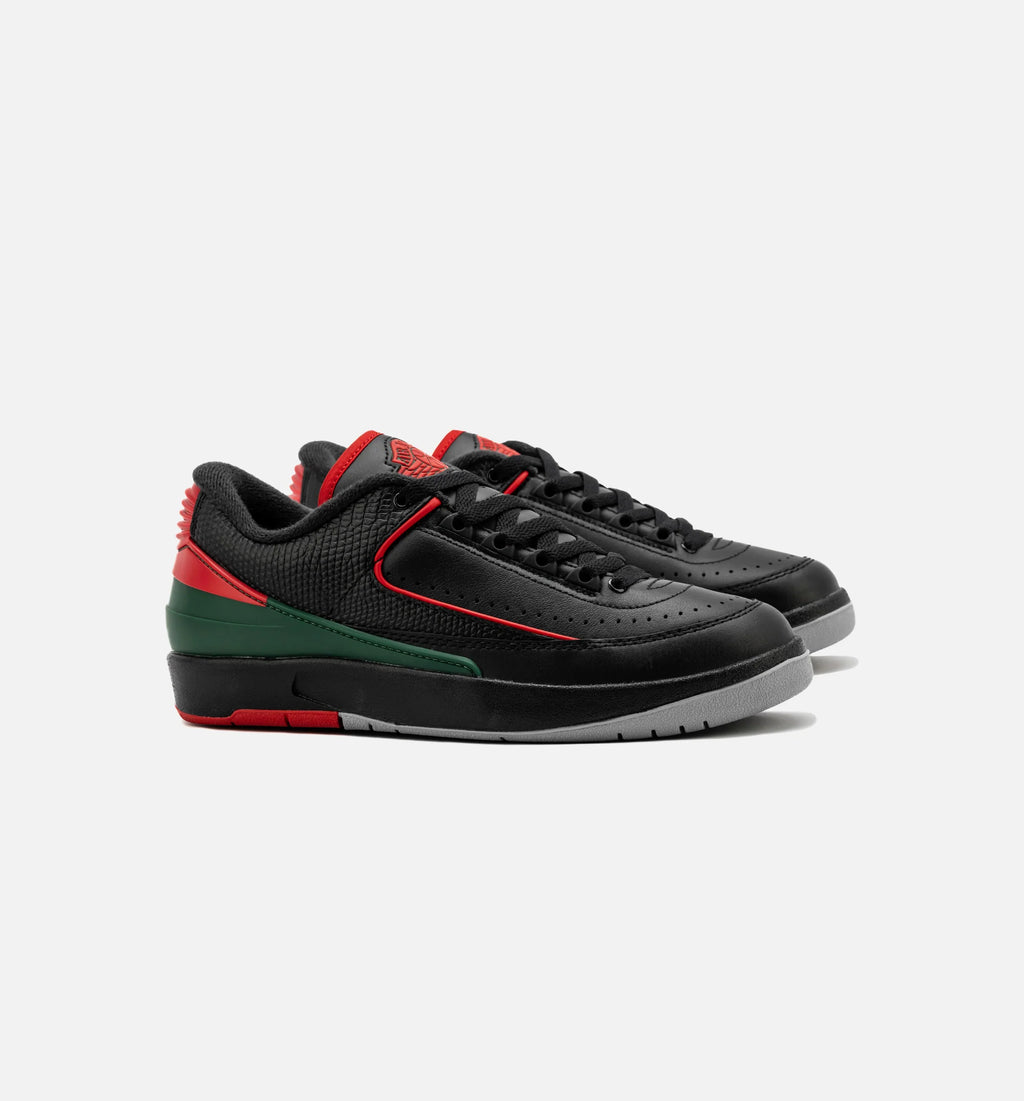Air Jordan 2 Retro Low Christmas Grade School Lifestyle Shoe Black Fire Red Cement Grey
