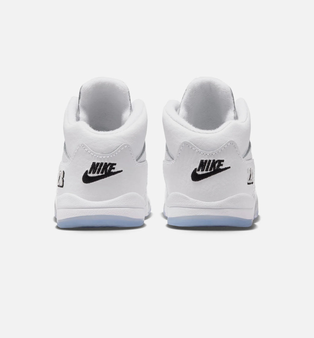 Air Jordan 5 Retro OG White Metallic Infant Toddler Lifestyle Shoe White Black Metallic Silver Free Shipping
