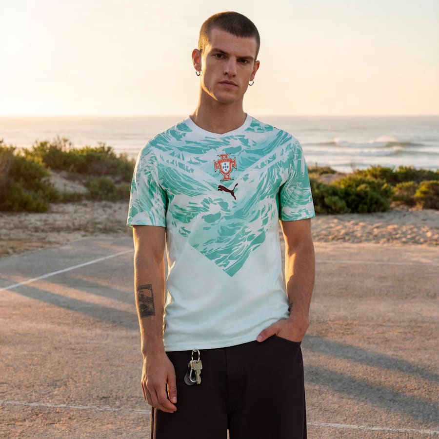 PUMA Portugal Away Mens Soccer Jersey 2026 White Green Lagoon