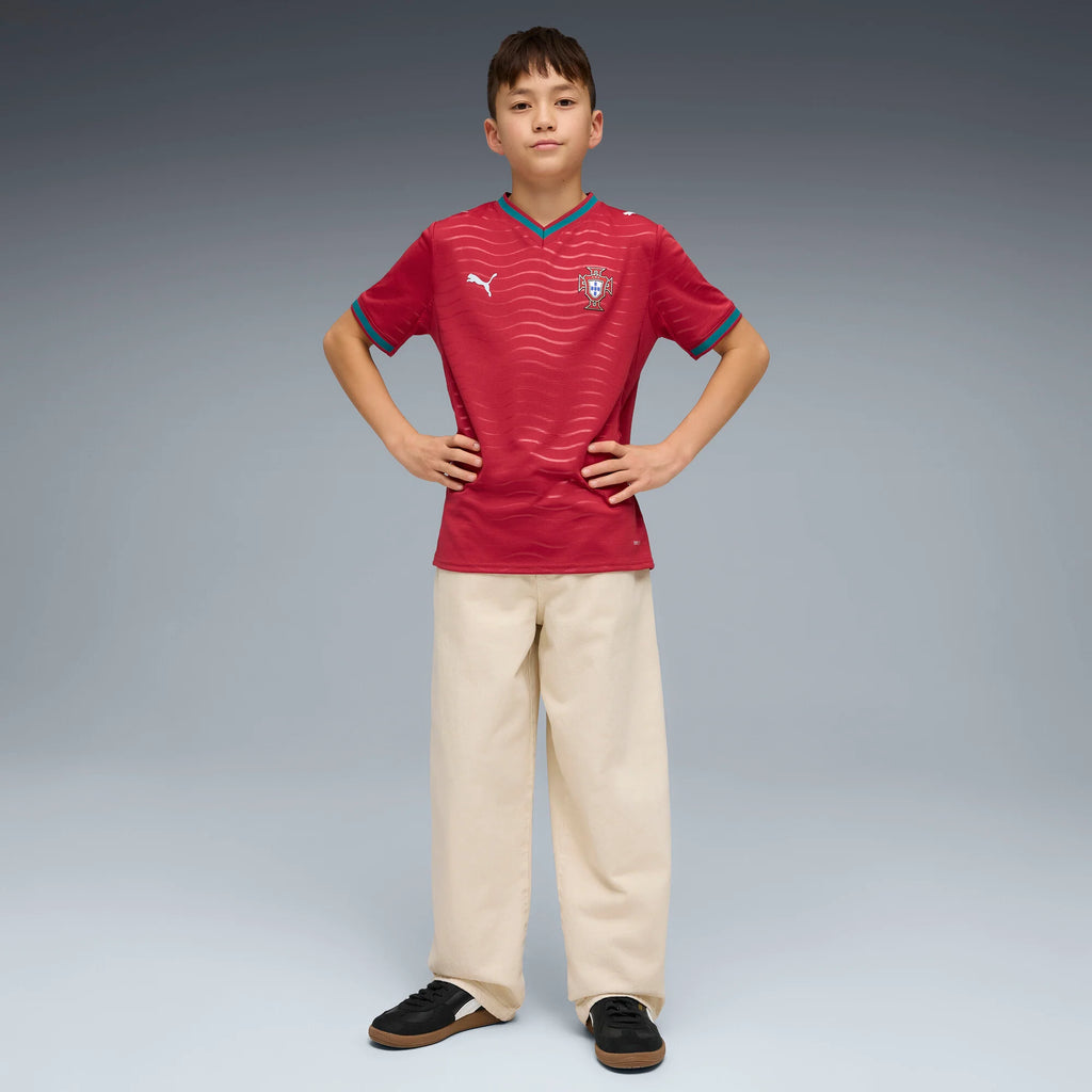PUMA Portugal Home Youth Soccer Jersey 2026 Red Green Lagoon