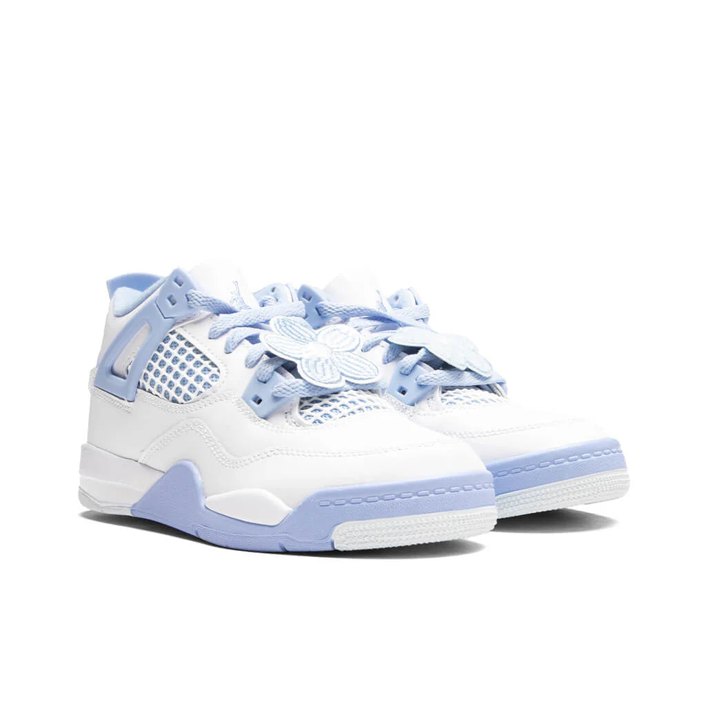 Air Jordan 4 Retro Aluminum PS White Aluminum Blue Tint Oil Green