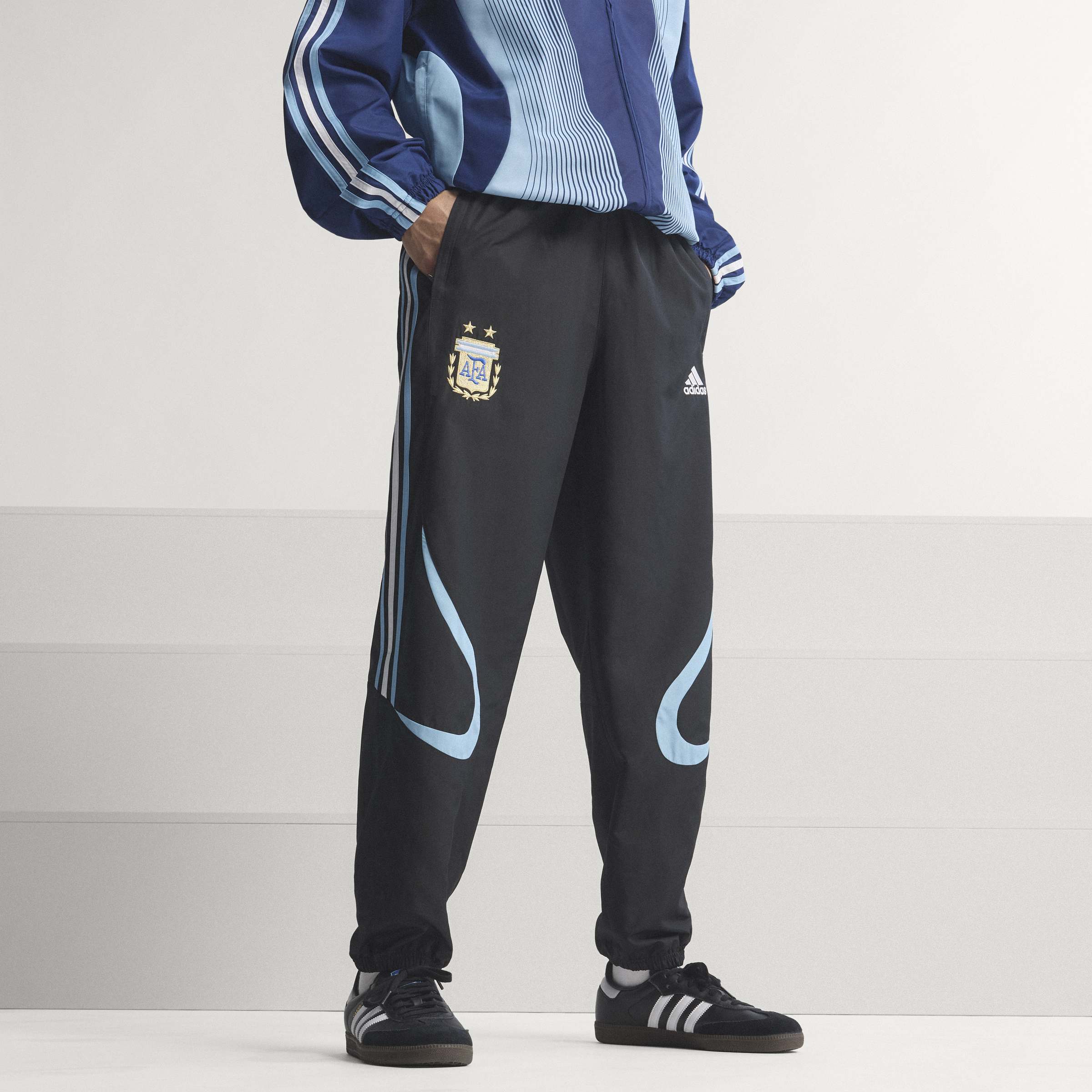 adidas Argentina Mens Soccer Track Pants 2006 Black Blue White