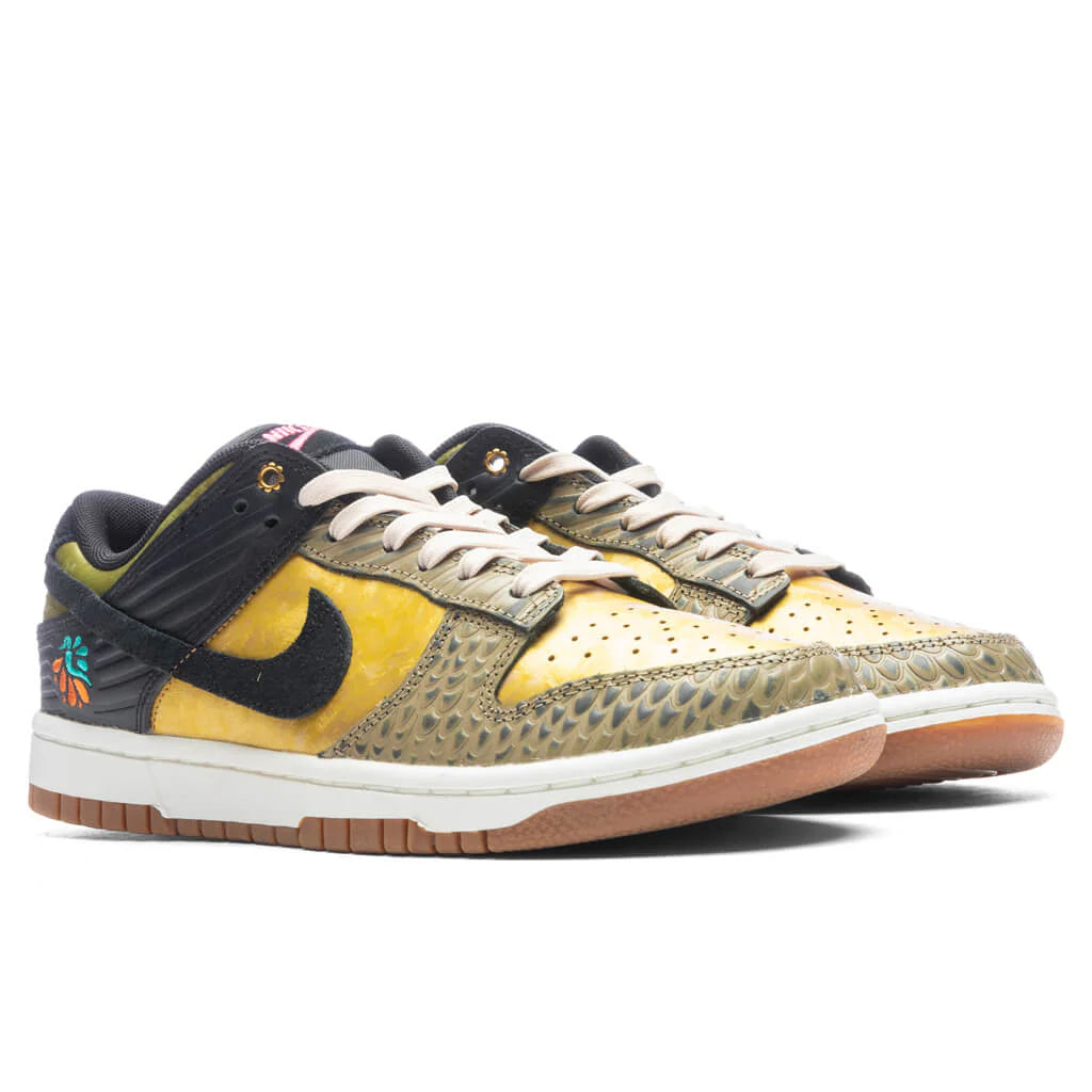 Womens Dunk Low Día De Muertos Black Khaki Metallic Gold