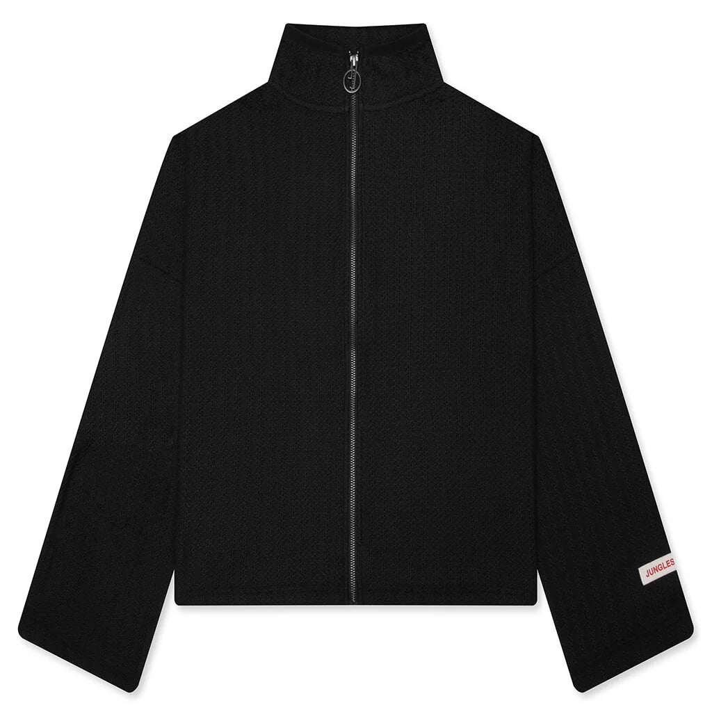 Zip Up Boxy Knit Jacket Black