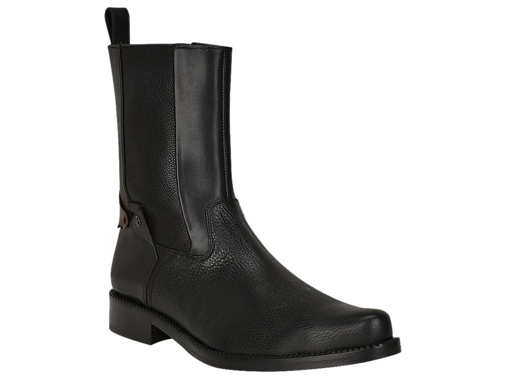 Botas Cuadra de Piel de Venado Negro para Hombre