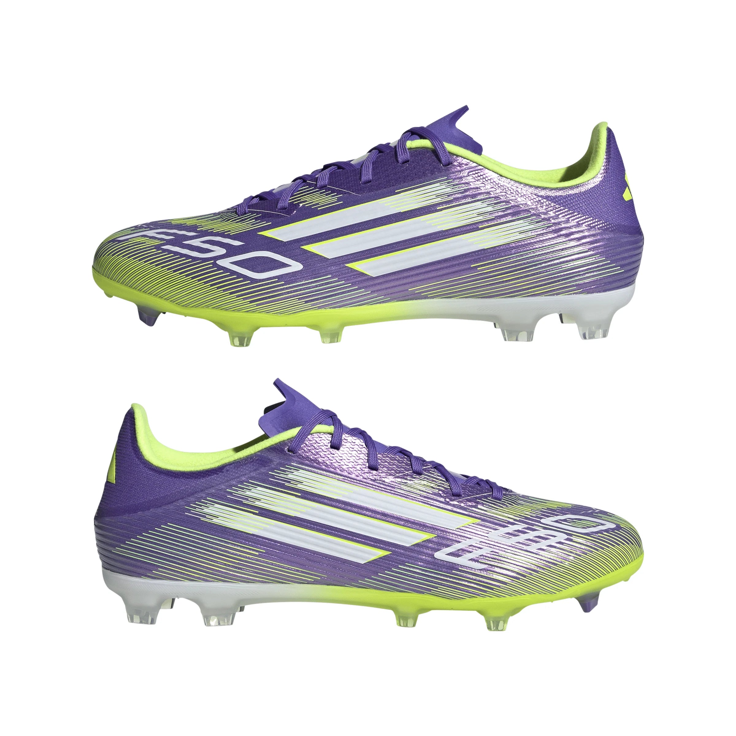 adidas F50 League Firm Multi Ground Soccer Cleats Purple White Lemon