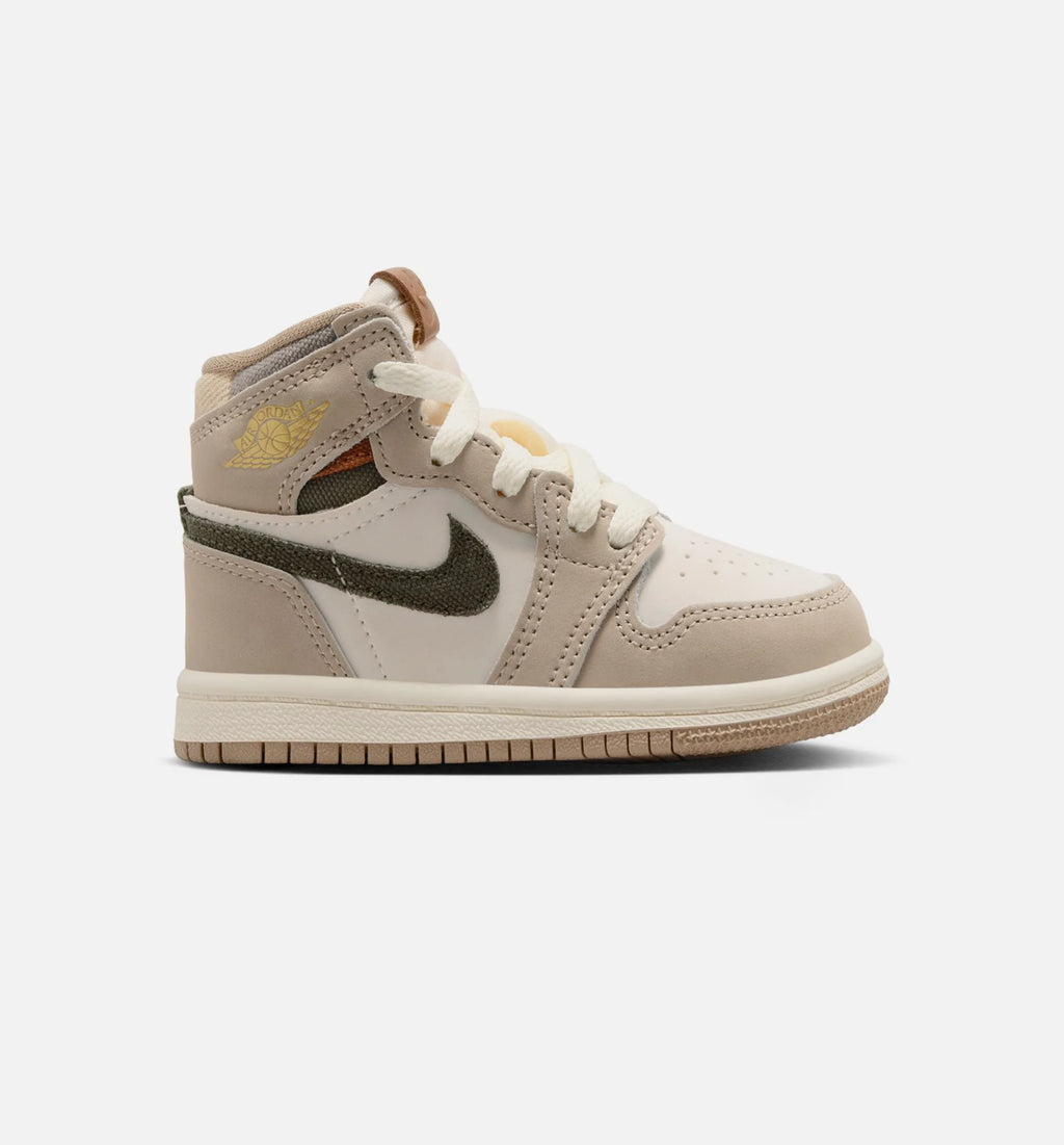 Air Jordan 1 Retro High OG Khaki Infant Toddler Lifestyle Shoe Khaki Sail Coconut Milk Cargo Khaki Free Shipping