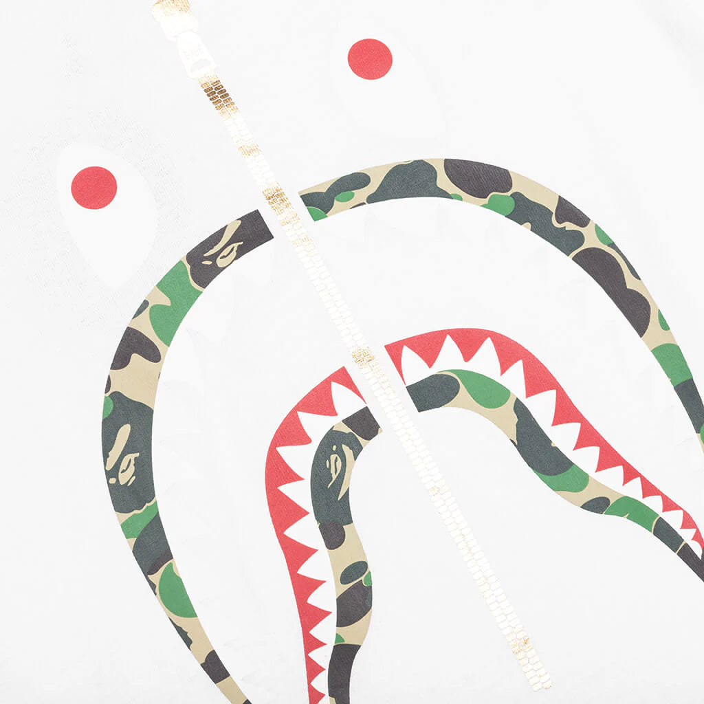 Kids ABC Camo Shark L S Tee White Green