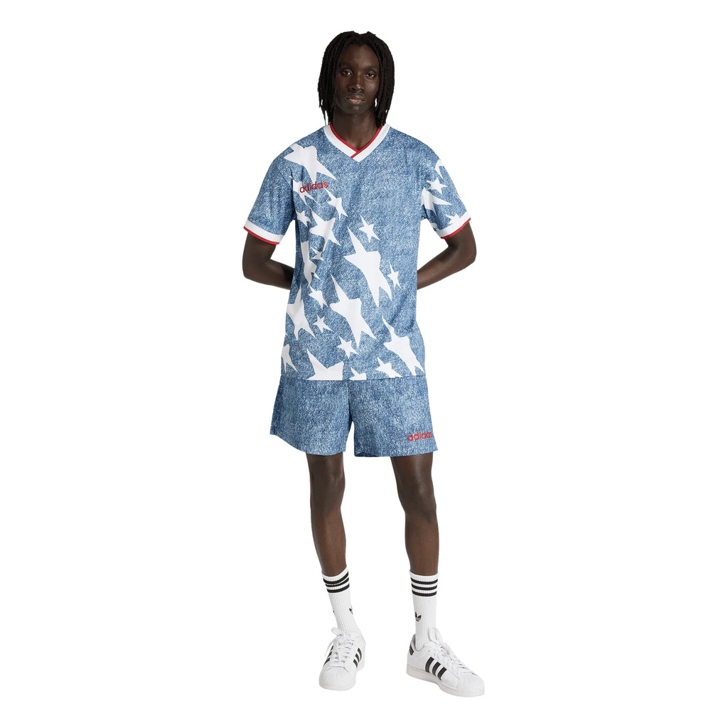 adidas Denim Graphic Soccer Jersey White Blue